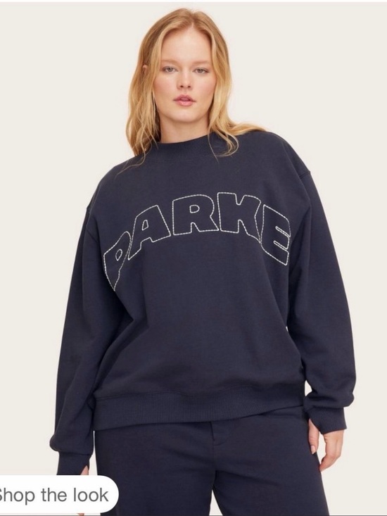 Parke Sweaters - Parke Navy Crew Sweatshirt with Contrast Stitch Logo